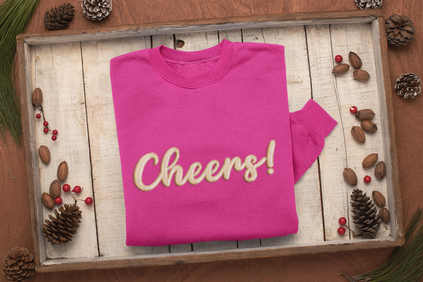 CHEERS New Years Shirt, New Years Sweatshirt, New Years Eve Tshirt New Year Shirt 2024 CHEERS Shirt CHEERS Sweatshirt Embroidered Christmas Sweater