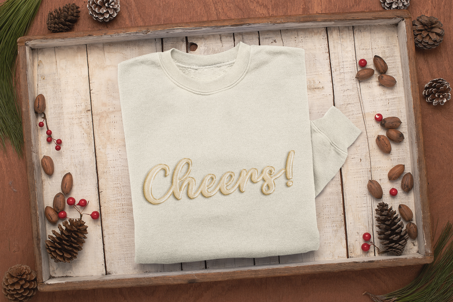 CHEERS New Years Shirt, New Years Sweatshirt, New Years Eve Tshirt New Year Shirt 2024 CHEERS Shirt CHEERS Sweatshirt Embroidered Christmas Sweater