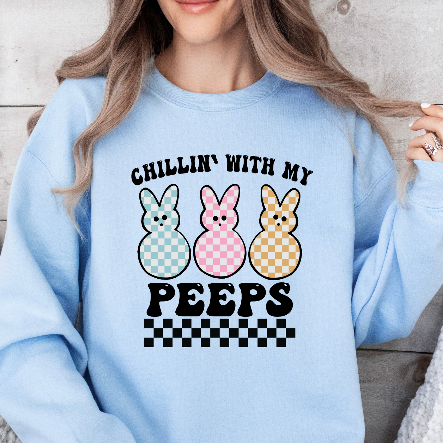 Chillin With My Peeps Sweatshirt, Cute Easter Peeps Shirt, Trendy Easter Day Outfit, Peeps Easter Holiday Shirt, Easter Family Sweatshirt