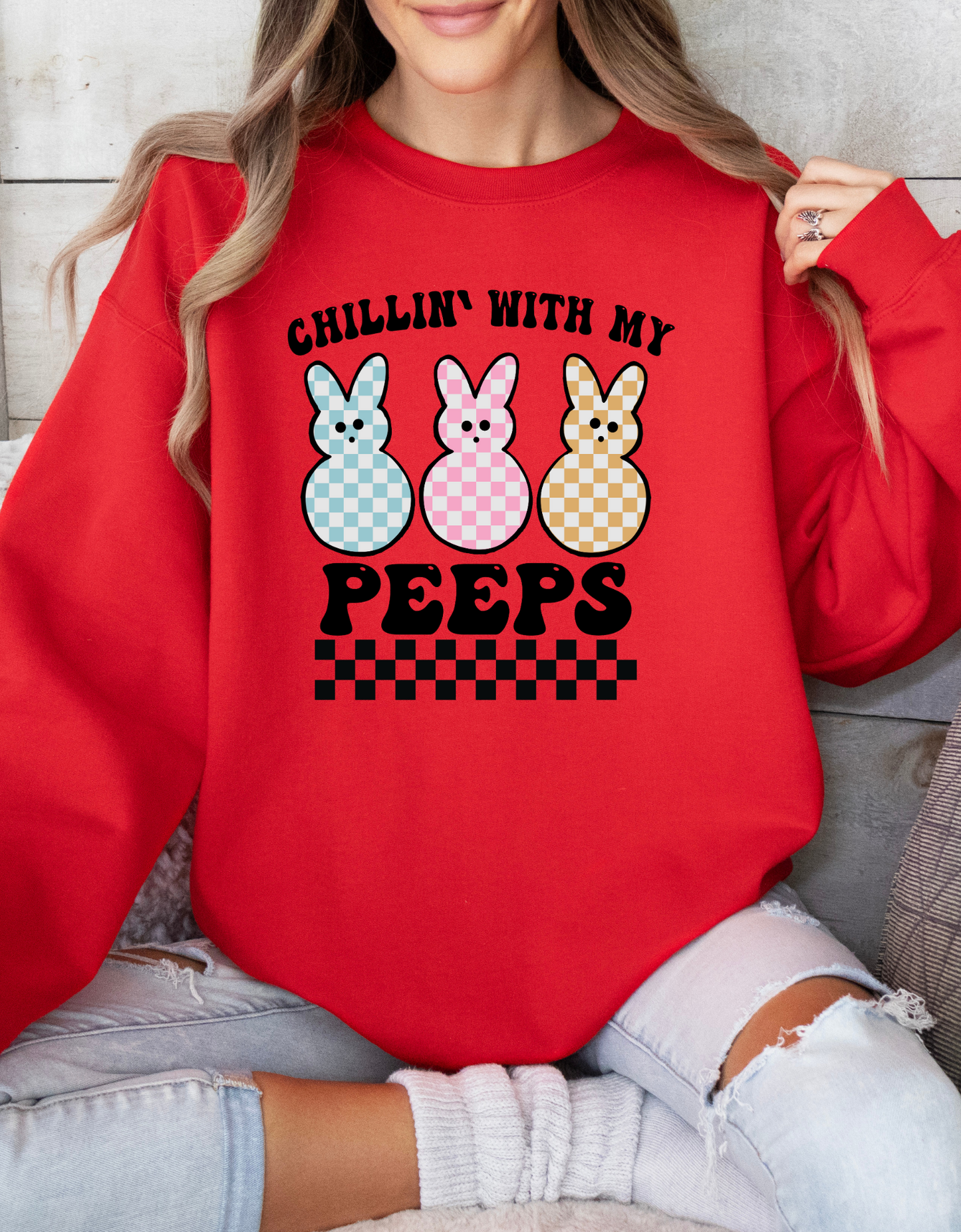 Chillin With My Peeps Sweatshirt, Cute Easter Peeps Shirt, Trendy Easter Day Outfit, Peeps Easter Holiday Shirt, Easter Family Sweatshirt