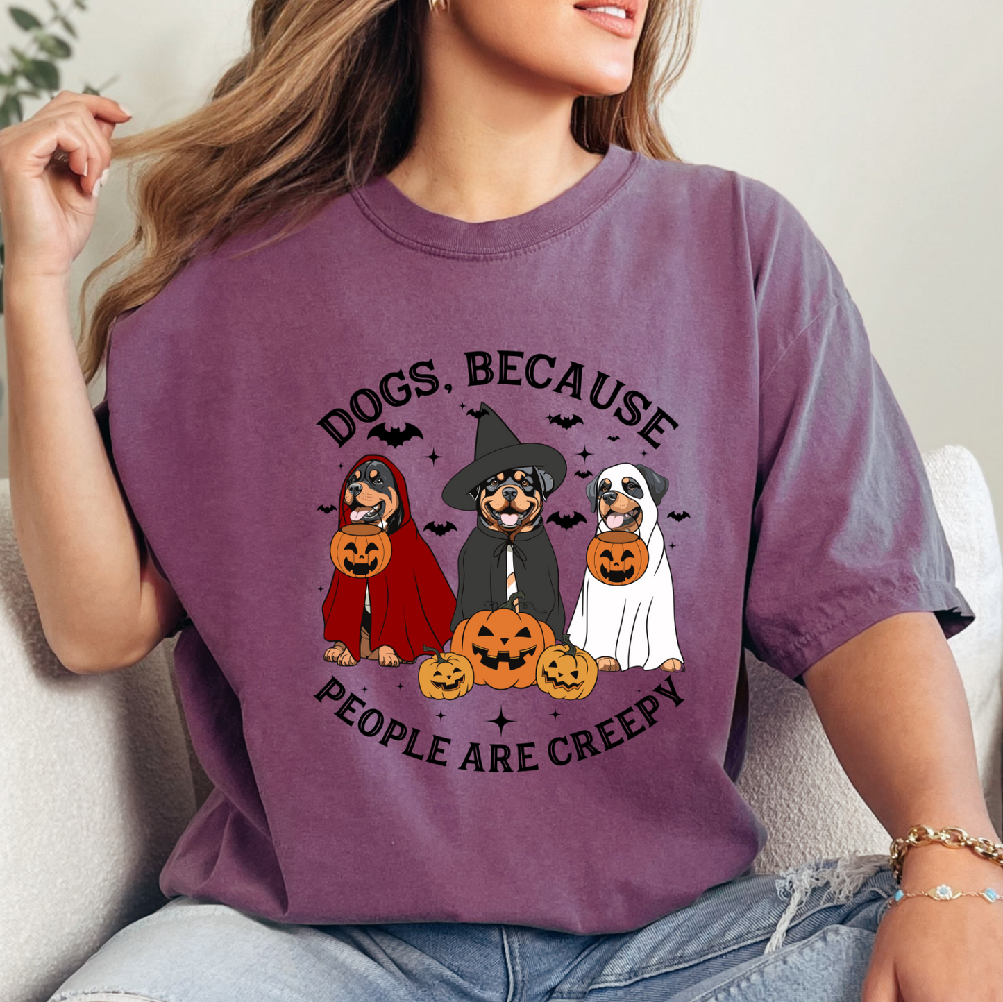 Dogs Because People Are Creepy Tshirt, 2023 Happy Halloween, Retro Spooky Season, Ghost Sweatshirt,Halloween Dog Sweatshirt,Ghost Dog Shirt