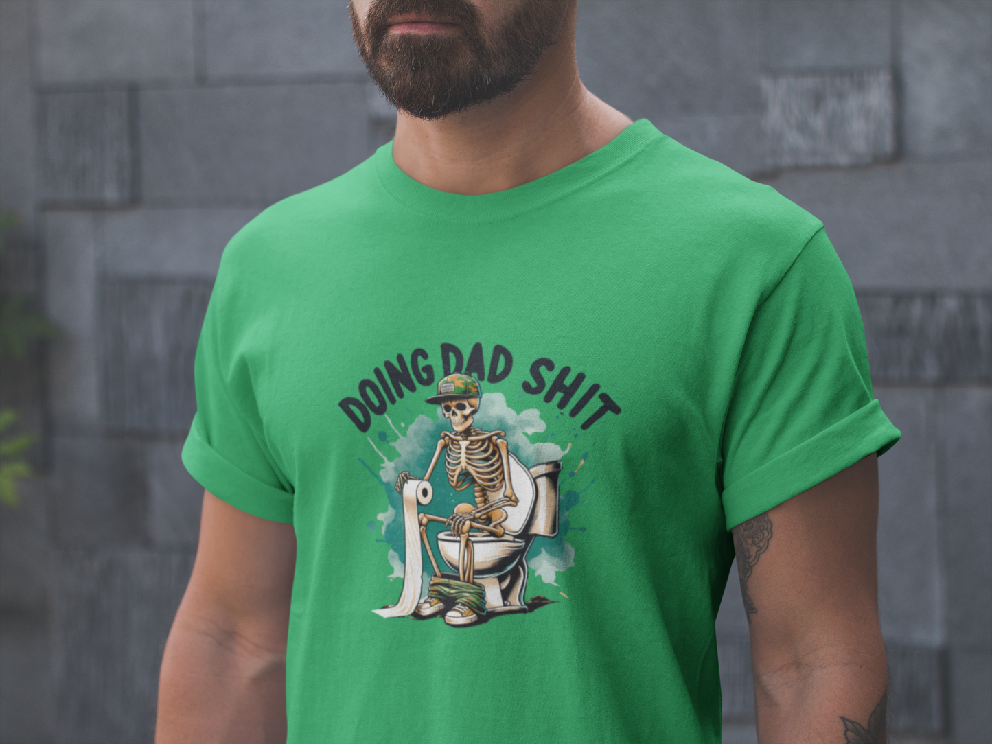 Doing Dad Shit Tee with Skeleton Print - Hilarious Gift for Dad, Funny Doing Dad Shit Skeleton Toilet T-shirt - Fathers Day Gift