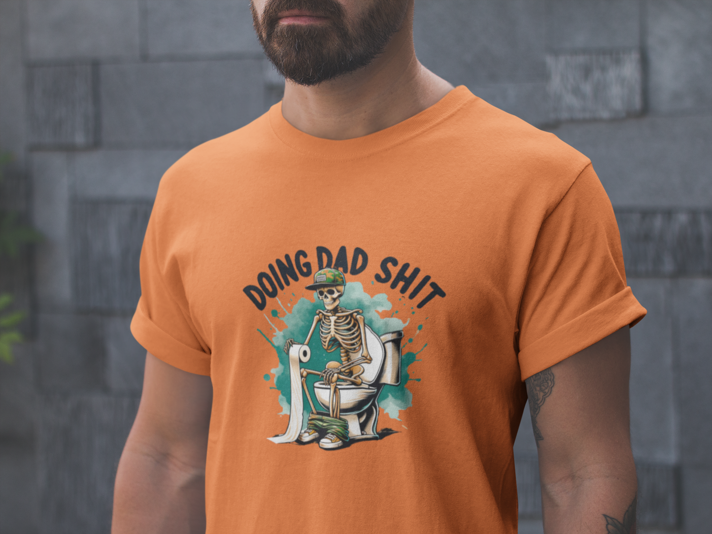 Doing Dad Shit Tee with Skeleton Print - Hilarious Gift for Dad, Funny Doing Dad Shit Skeleton Toilet T-shirt - Fathers Day Gift