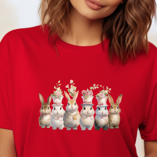 Vintage Floral Vibes: Adorable Easter Bunnies T-shirt for a Stylish and Playful Season, Unisex Easter Heavy Cotton Tee