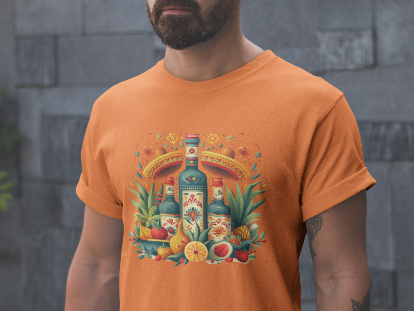 Cinco de Mayo Chic: Fun Fruit Bottles Sombrero Tee for Fiesta, Fiesta Ready, Fruit Bottles and Sombrero T-shirt for Cinco de Mayo