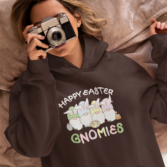 Happy Easter Gnomies Hooded Sweatshirt, Gnomie Sweatshirt, Easter Hoodie, Easter bunny Graphic Hoodie,Unisex Hoodie, Easter Hoodie for Women