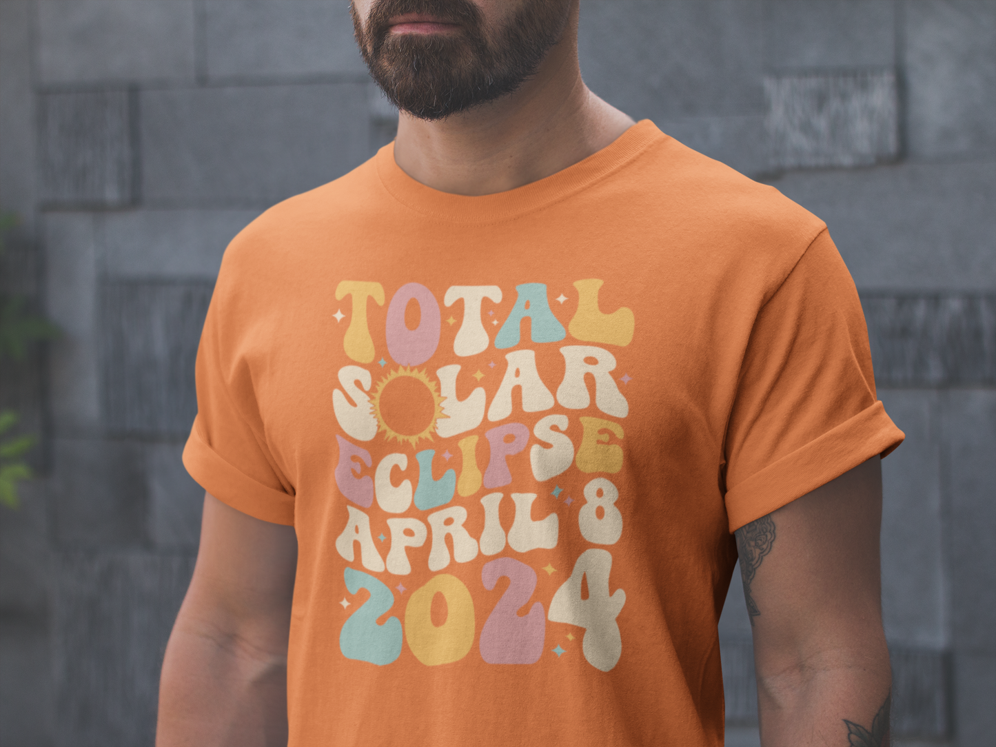 Hip Retro Tee with Total Solar Eclipse April 8 2024, Astronomical Shirt, Retro Groovy Total Solar Eclipse T-Shirt, April 8 2024 Science Tee