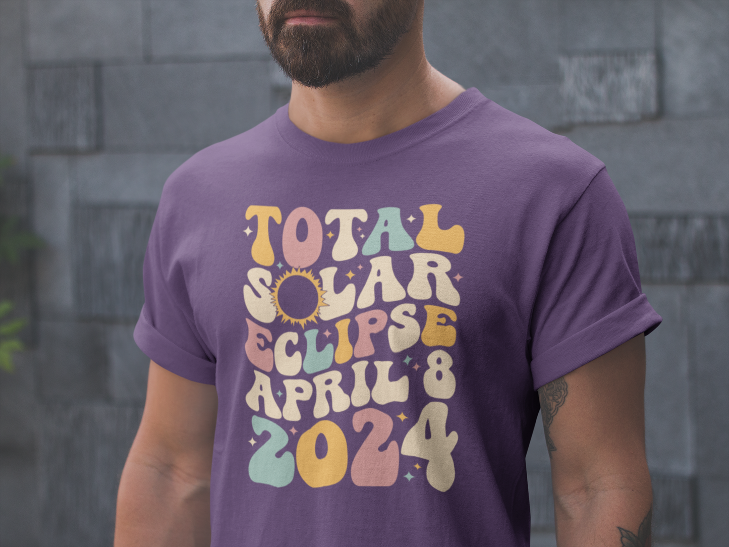 Hip Retro Tee with Total Solar Eclipse April 8 2024, Astronomical Shirt, Retro Groovy Total Solar Eclipse T-Shirt, April 8 2024 Science Tee