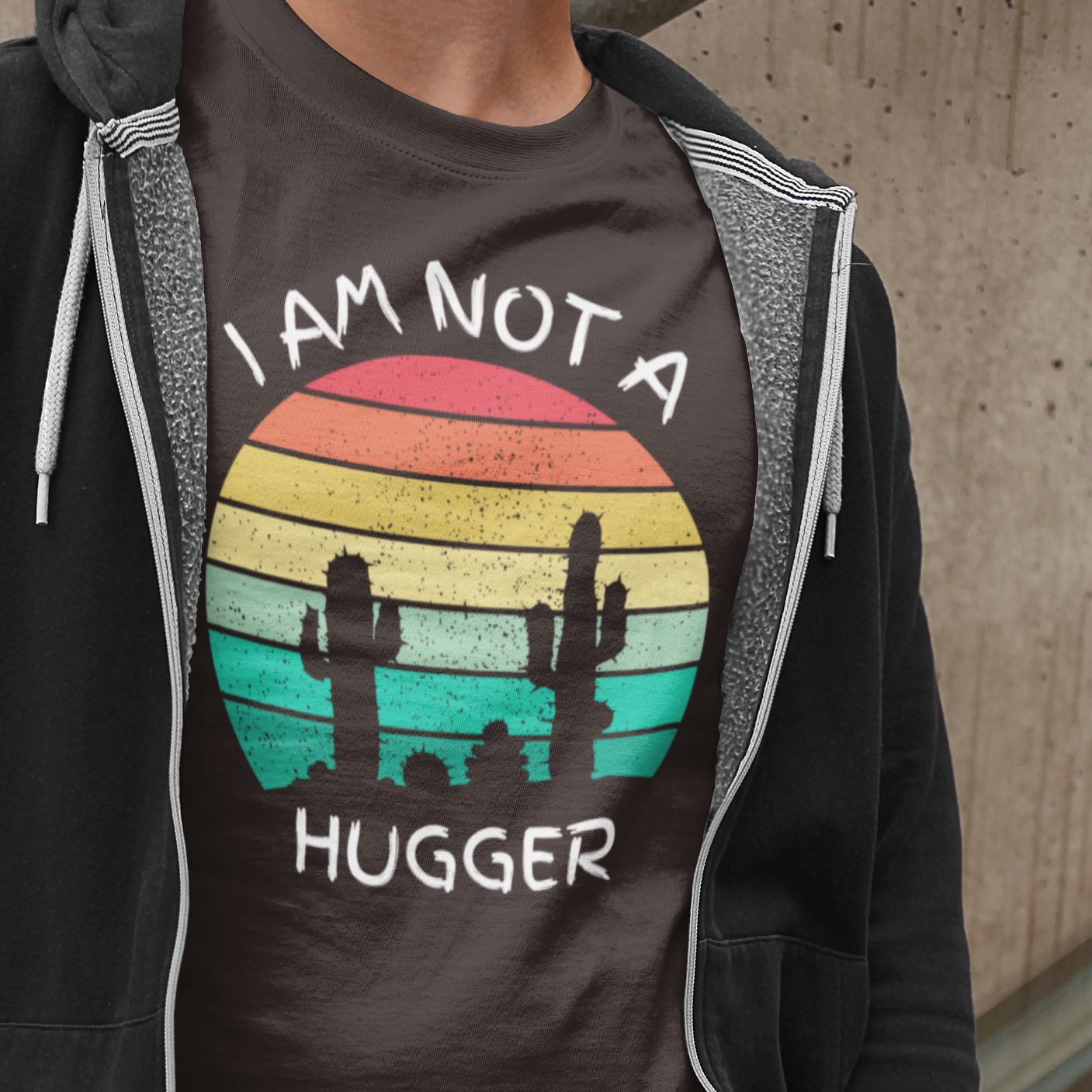 Graphic Unisex T Shirt that reads I Am Not A Hugger and Canvas tee in the color Chocolate Brown