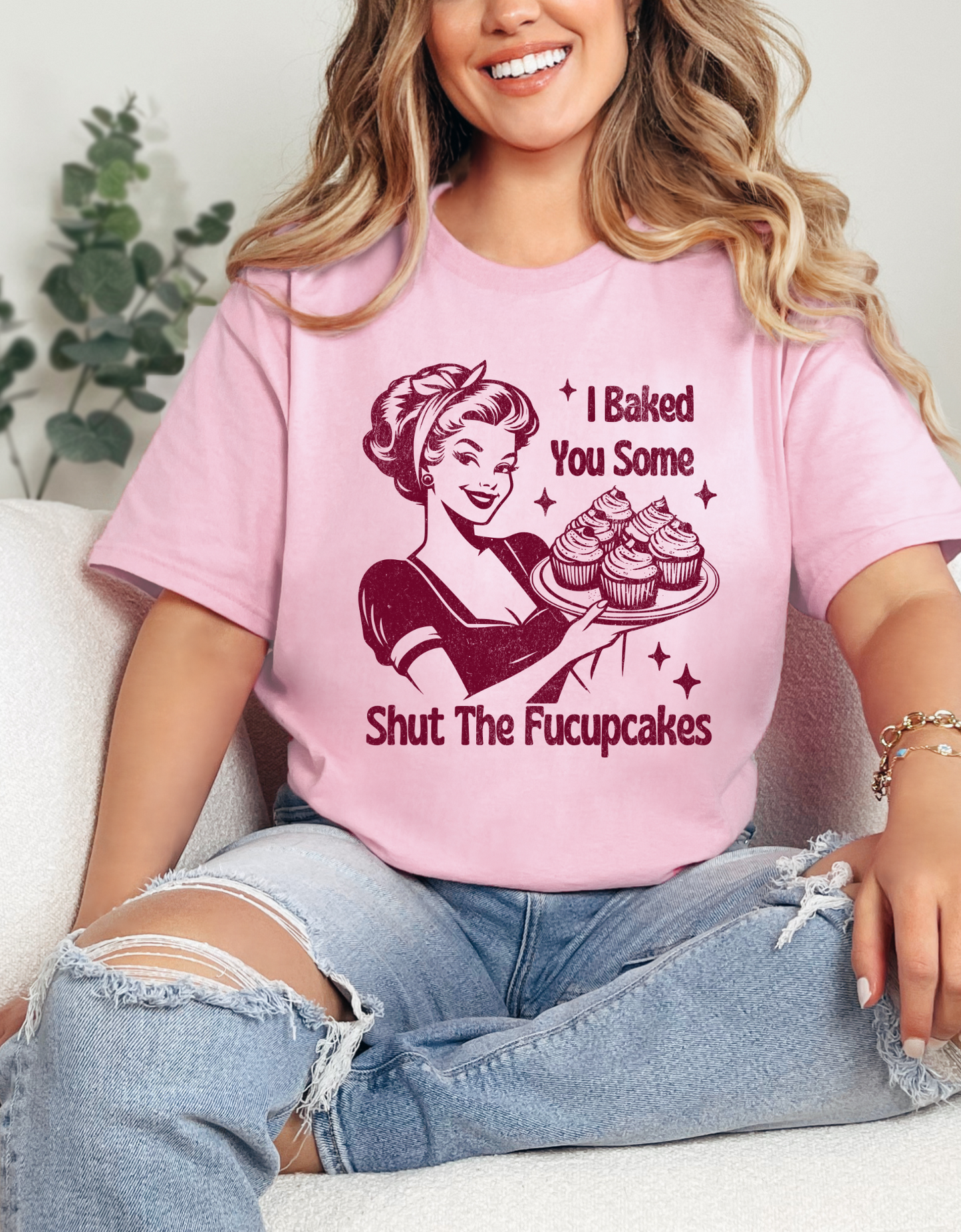 I Baked You Some Shut The Fucupcakes Tee, Funny Vintage Tshirt, One-of-a-Kind Vintage Tee with Hilarious Saying - Shut The Fucupcakes Shirt