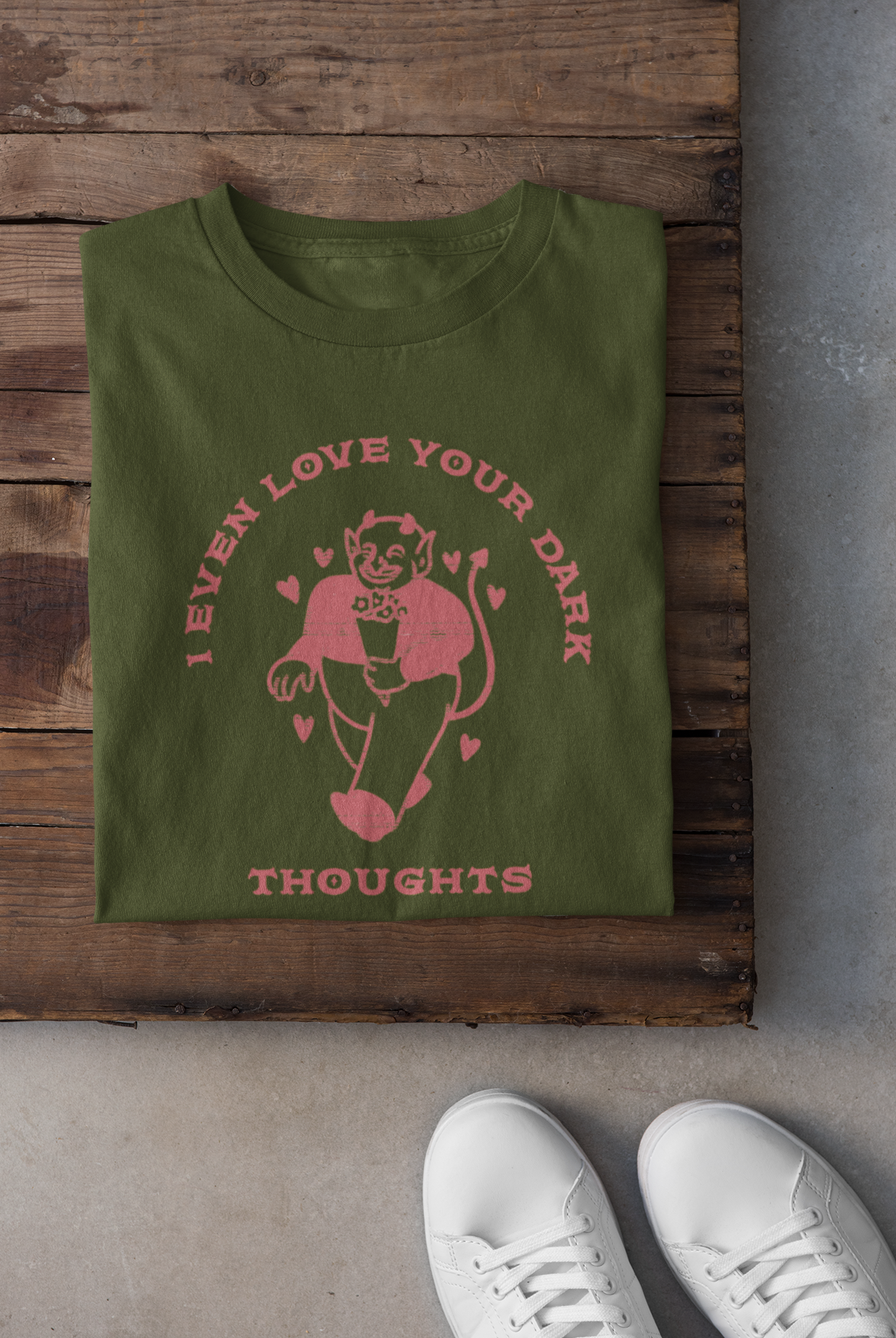 Embrace the Darkness: 'I Even Love Your Dark Thoughts' Sarcastic Valentine's Shirt with Vintage Devil, Valentine's Day Shirt for Women