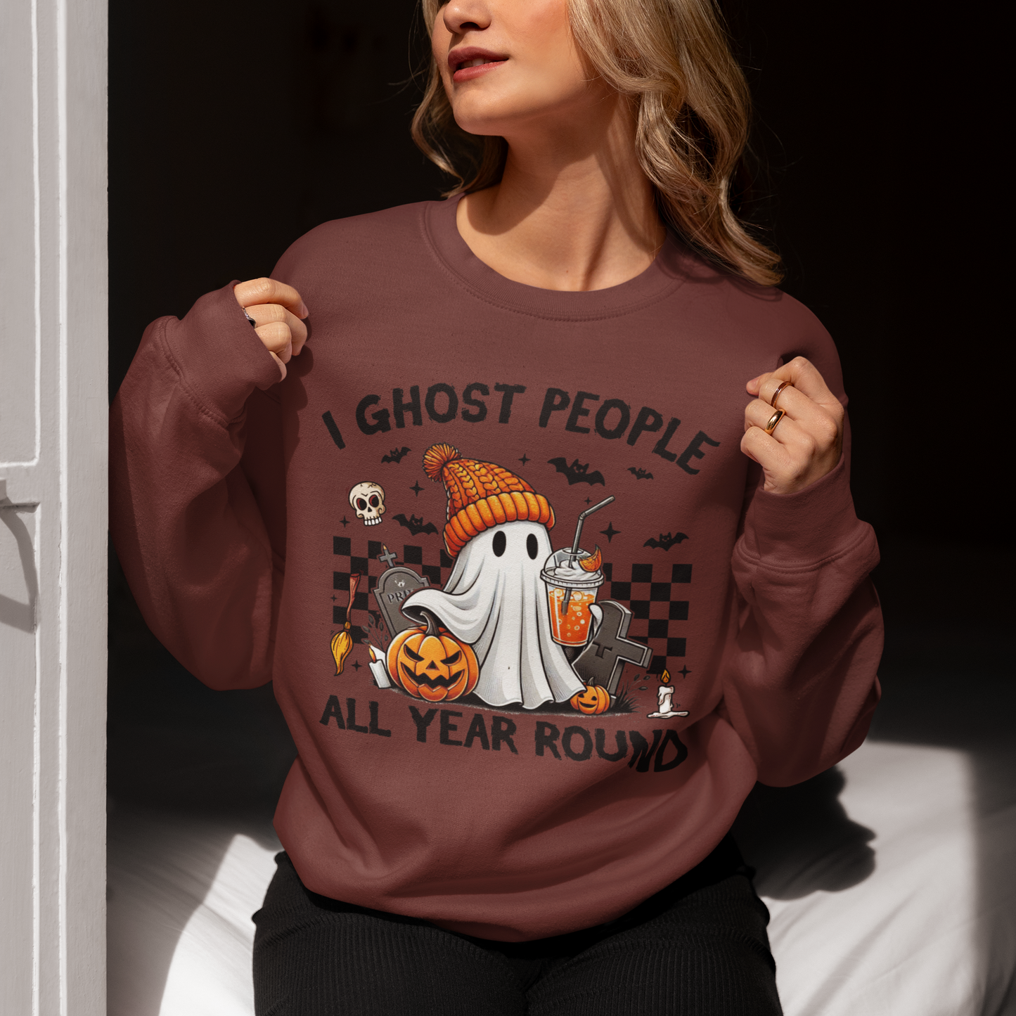 I Ghost People All Year Round Sweatshirt, Cute Ghost Sweatshirt, Funny Spooky Sweatshirt, Womens Ghost Sweatshirt, Spooky Season