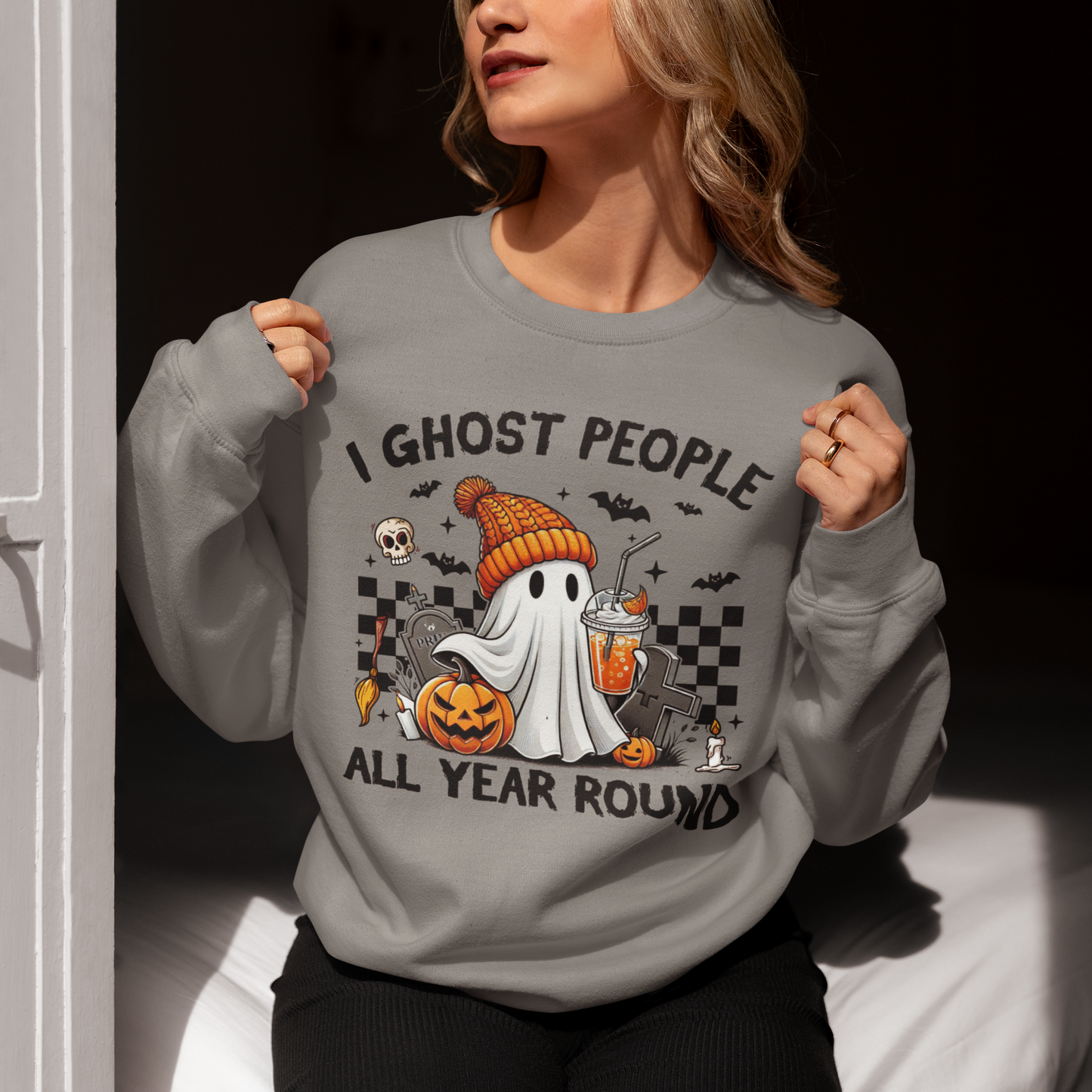 I Ghost People All Year Round Sweatshirt, Cute Ghost Sweatshirt, Funny Spooky Sweatshirt, Womens Ghost Sweatshirt, Spooky Season