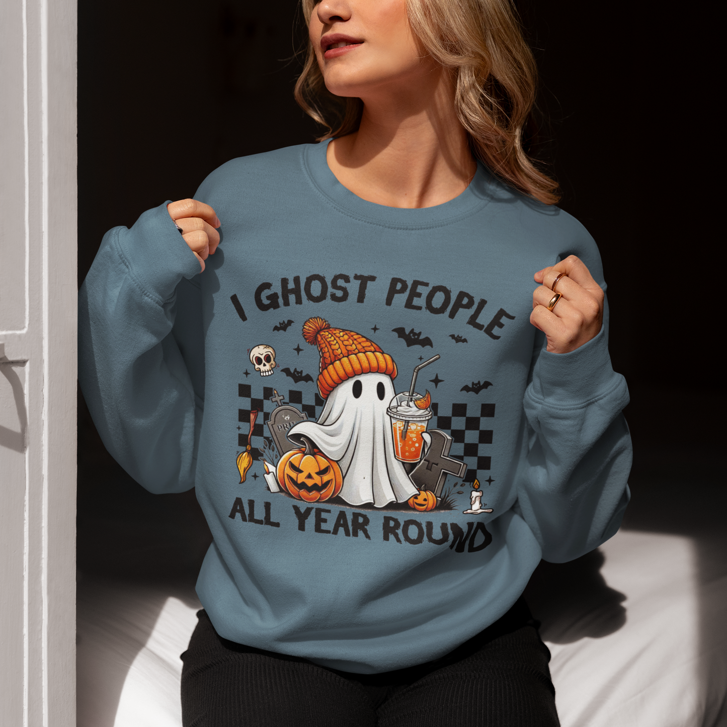 I Ghost People All Year Round Sweatshirt, Cute Ghost Sweatshirt, Funny Spooky Sweatshirt, Womens Ghost Sweatshirt, Spooky Season