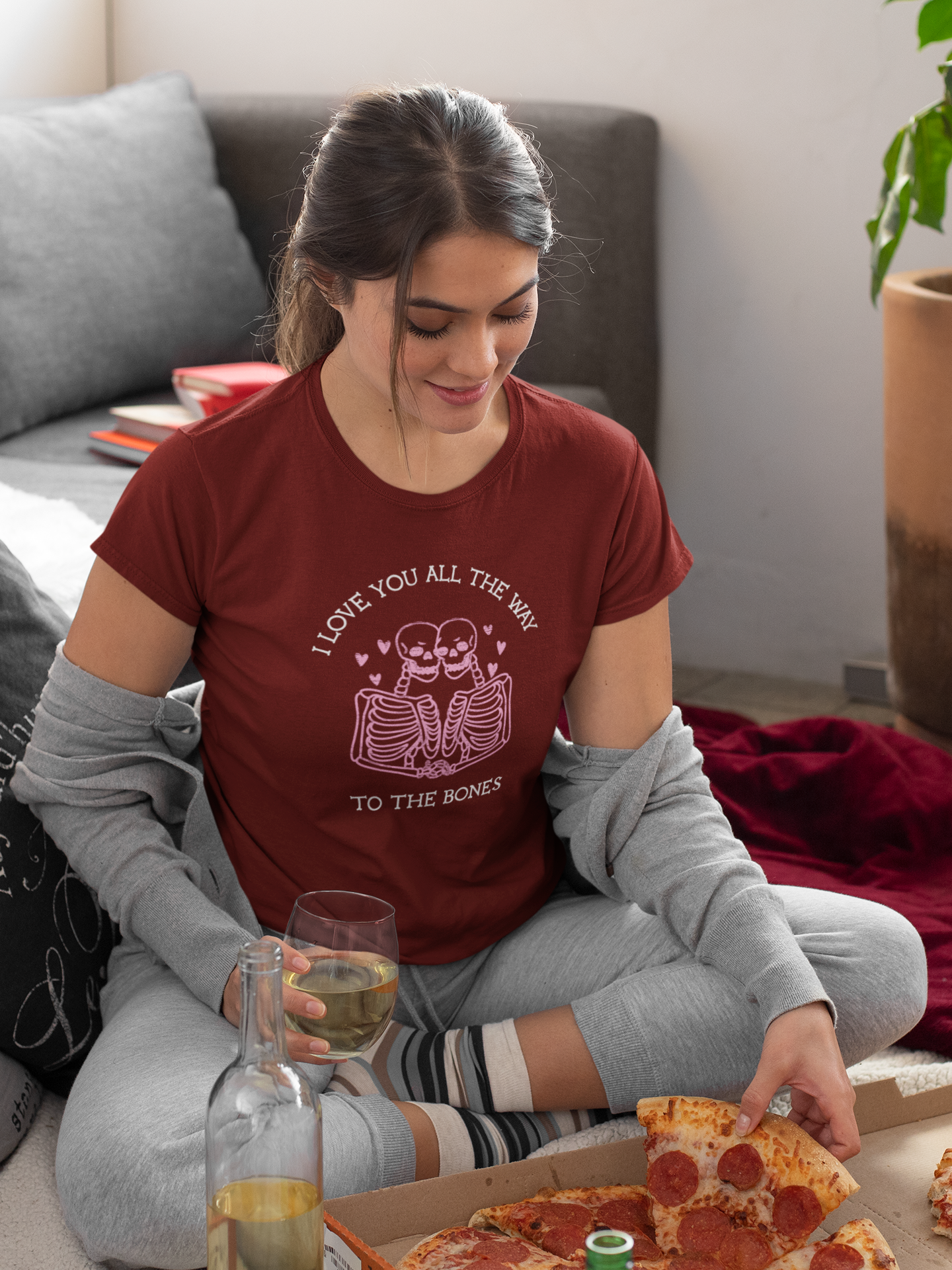 I Love You All The Way To The Bones Valentine's Shirt, Valentines Day Shirts For Woman,Funny Valentine Shirt,Valentines Day Gift,Coffee Tee