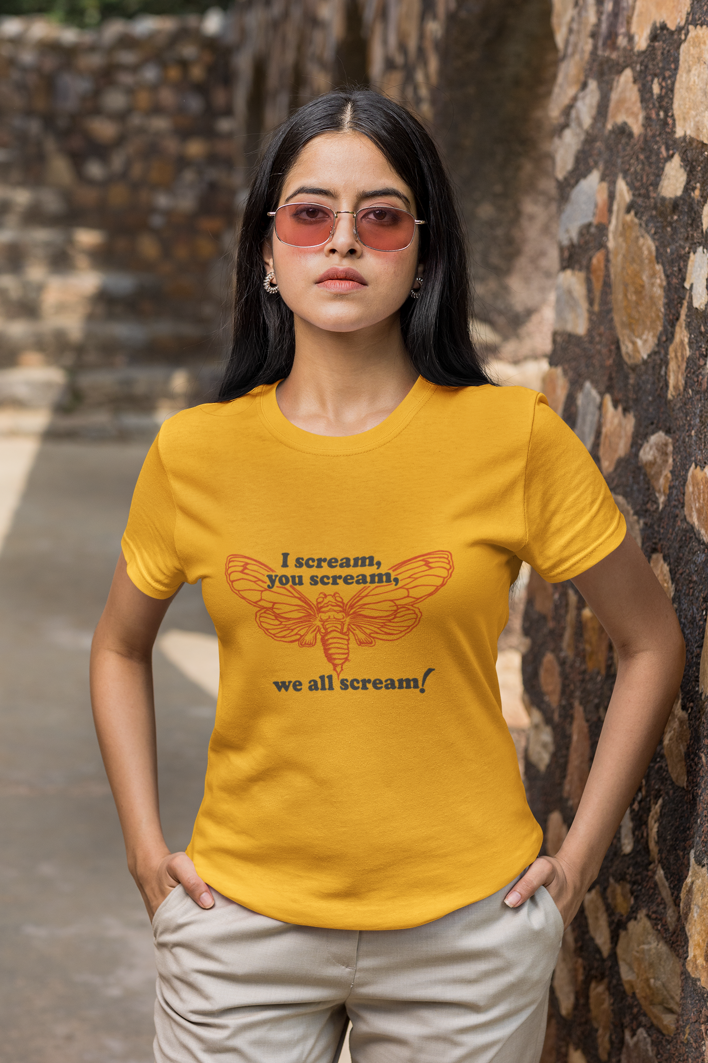 I Scream, You Scream, We All Scream! Fun Cicada Tshirt for Nature Lovers, Vintage Style Cicada Tshirt 'I Scream, You Scream, We All Scream'