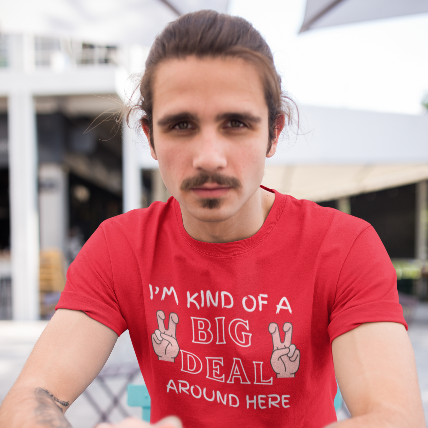 Graphic Unisex T Shirt that reads I&#39;m Kind Of A Big Deal Around Here and Canvas tee in the color red