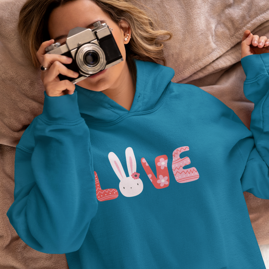 Easter Love Hooded Sweatshirt, Love Sweatshirt, Funny Easter Day Gift, Easter Day Apparel, Happy Easter Sweatshirt For Women, Egg Hunter