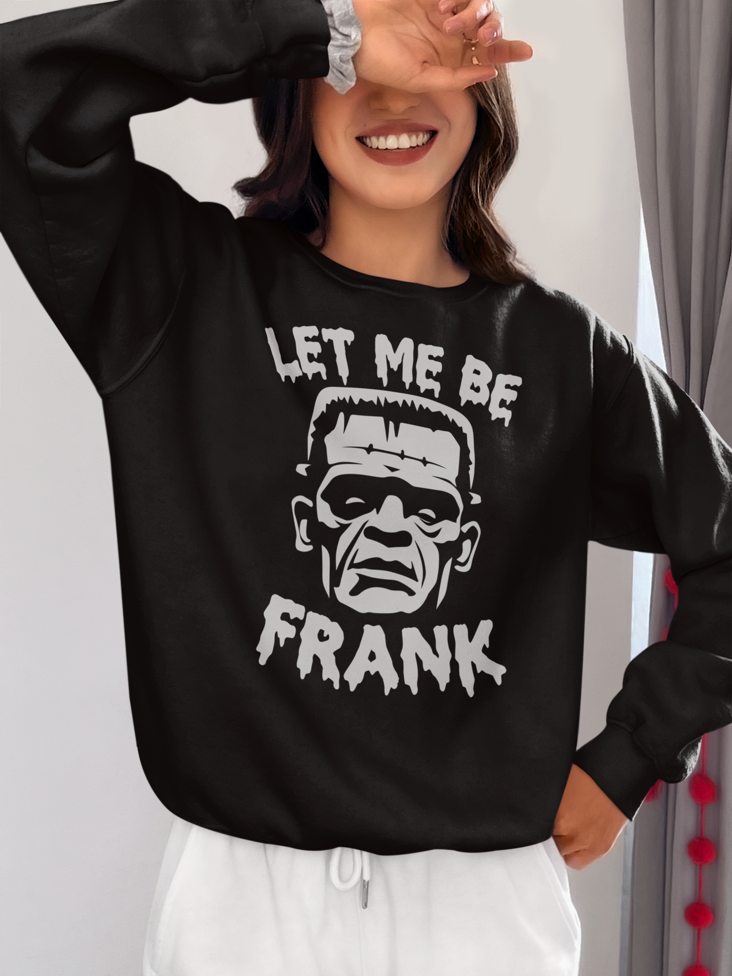 Let Me Be Frank Halloween Sweatshirt, Retro Halloween Sweatshirt, Spooky Halloween Shirt Monster Mash Shirt Frankenstein Sweater Halloween