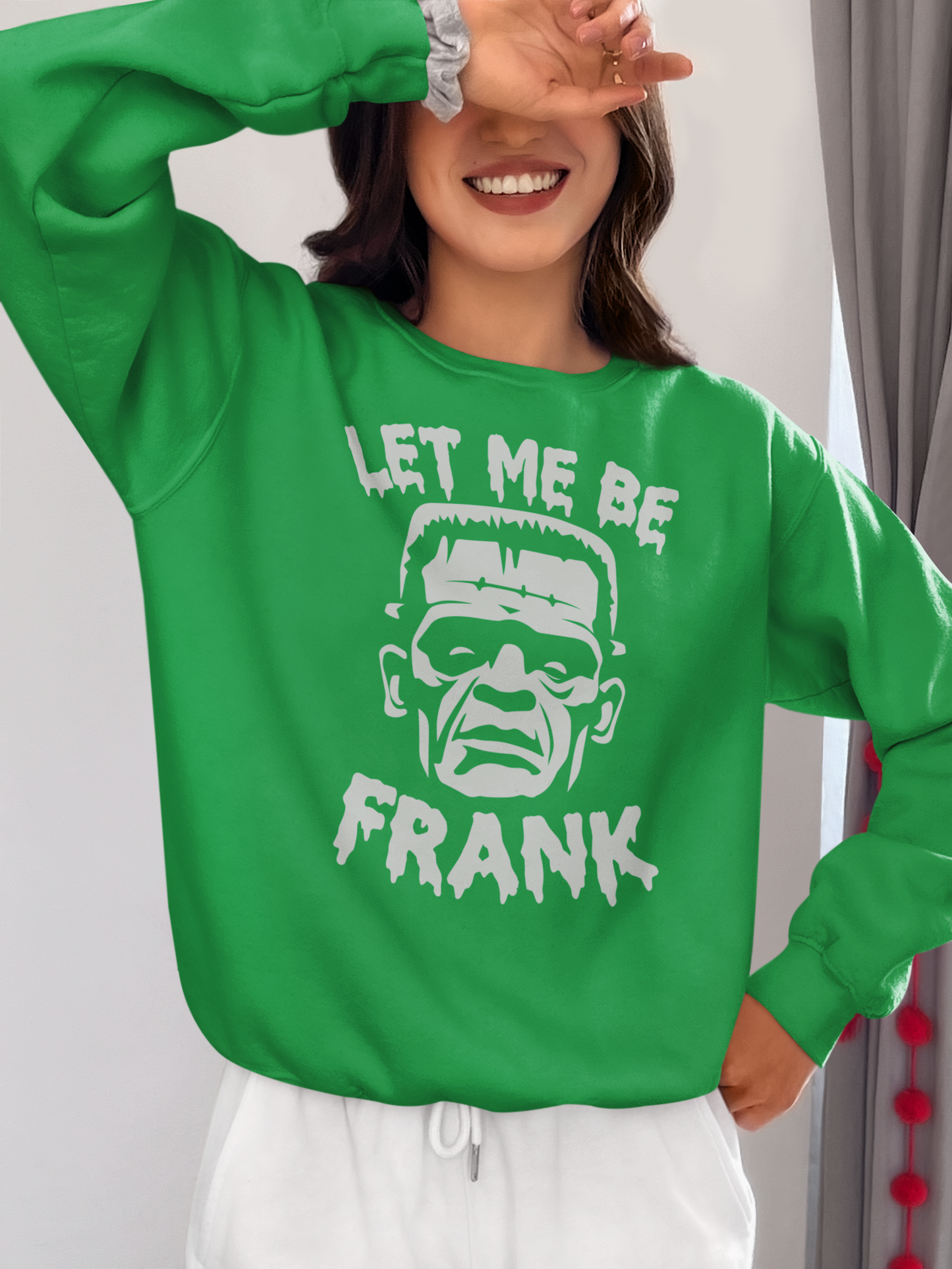 Let Me Be Frank Halloween Sweatshirt, Retro Halloween Sweatshirt, Spooky Halloween Shirt Monster Mash Shirt Frankenstein Sweater Halloween