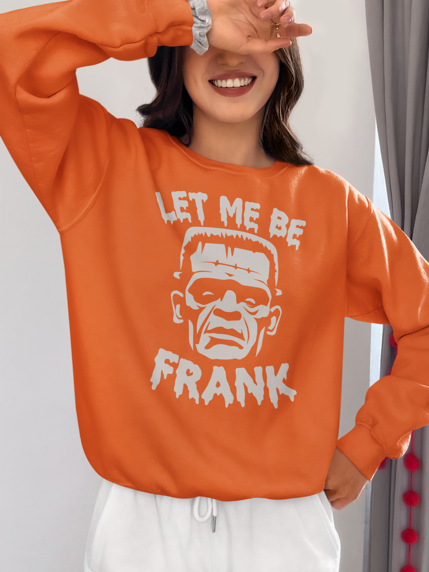 Let Me Be Frank Halloween Sweatshirt, Retro Halloween Sweatshirt, Spooky Halloween Shirt Monster Mash Shirt Frankenstein Sweater Halloween