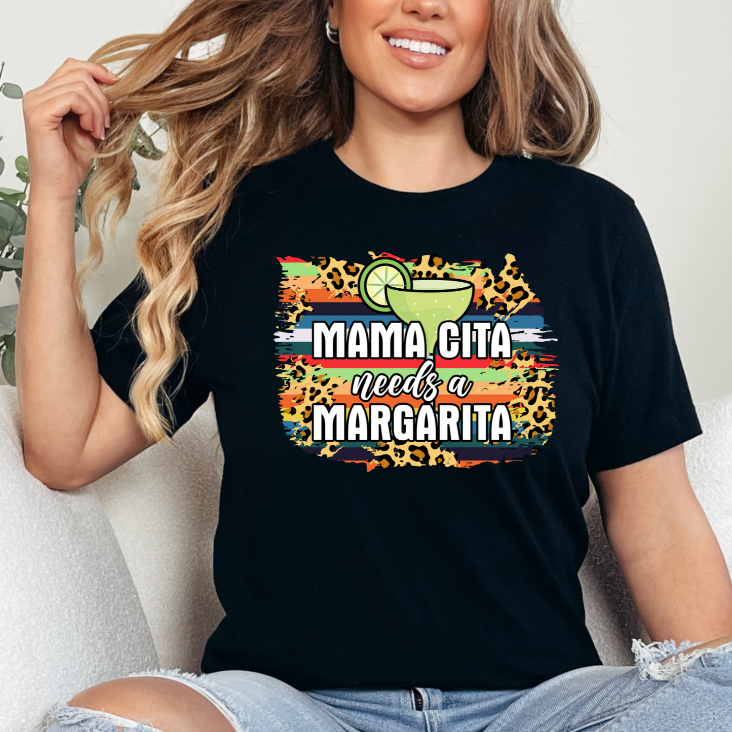 Buffalo Plaid Mamacita Needs a Margarita Graphic Tee - Fun Graphic with Margarita Illustration, Margarita Lover Gift