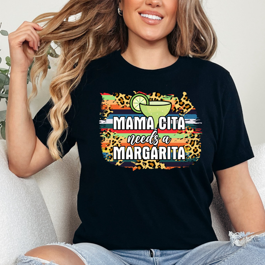 Buffalo Plaid Mamacita Needs a Margarita Graphic Tee - Fun Graphic with Margarita Illustration, Margarita Lover Gift