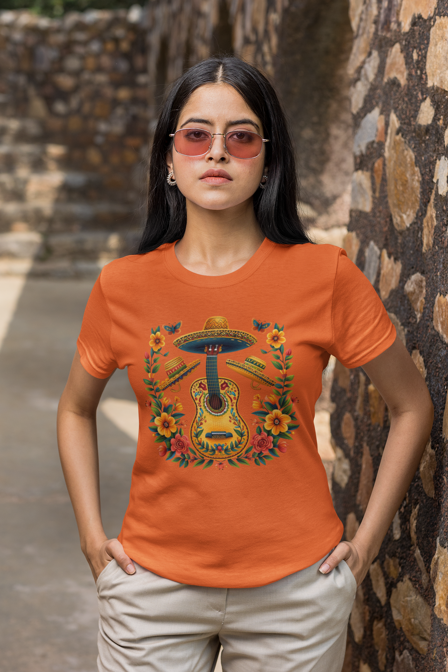 Mexican Heritage Tee: Guitars and Sombreros Cinco de Mayo Design, Cinco de Mayo Celebration Shirt with Guitars and Sombreros