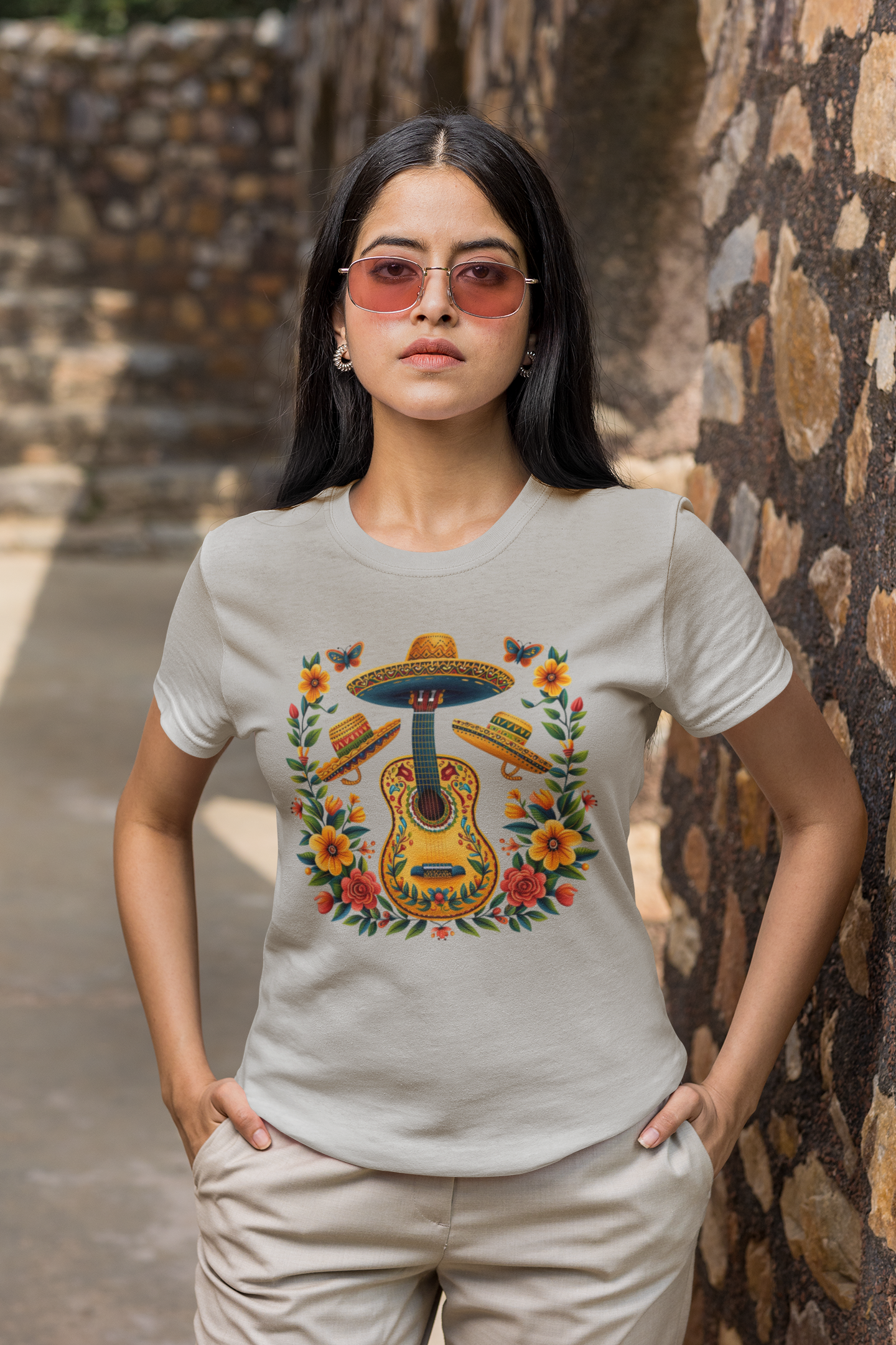 Mexican Heritage Tee: Guitars and Sombreros Cinco de Mayo Design, Cinco de Mayo Celebration Shirt with Guitars and Sombreros