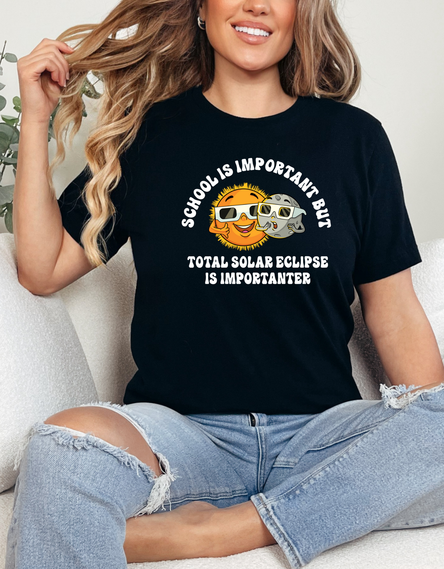 School is Important but Total Solar Eclipse is Importanter Tee, Total Solar Eclipse Sarcastic Shirt, Gift for Science Enthusiasts, Space Tee