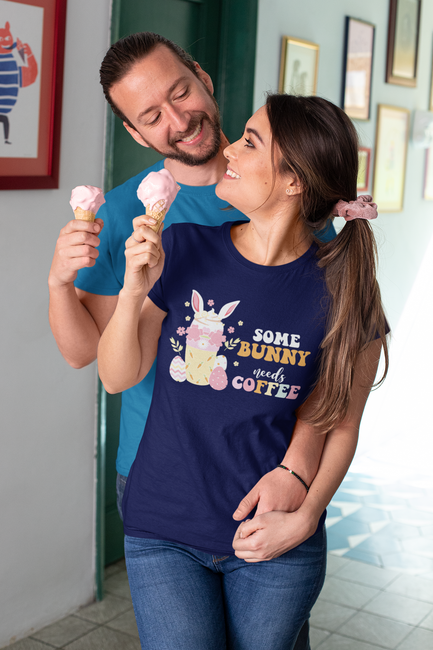 Some Bunny Needs Coffee Shirt, Funny Easter Shirt, Sarcastic Easter Tshirt, Easter Day,Easter Bunny Shirt,Easter Family Shirt,Womens Easter