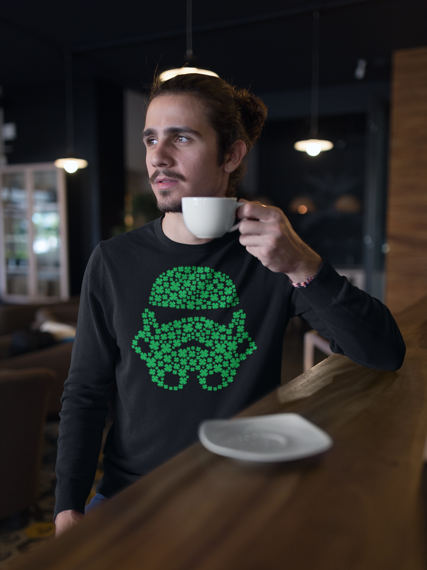 Galactic Love Defender Sweatshirt - Stormtrooper Clover Edition for St. Patrick's Day, St Pattys Day Sweatshirt, Four Leaf Clover Sweater