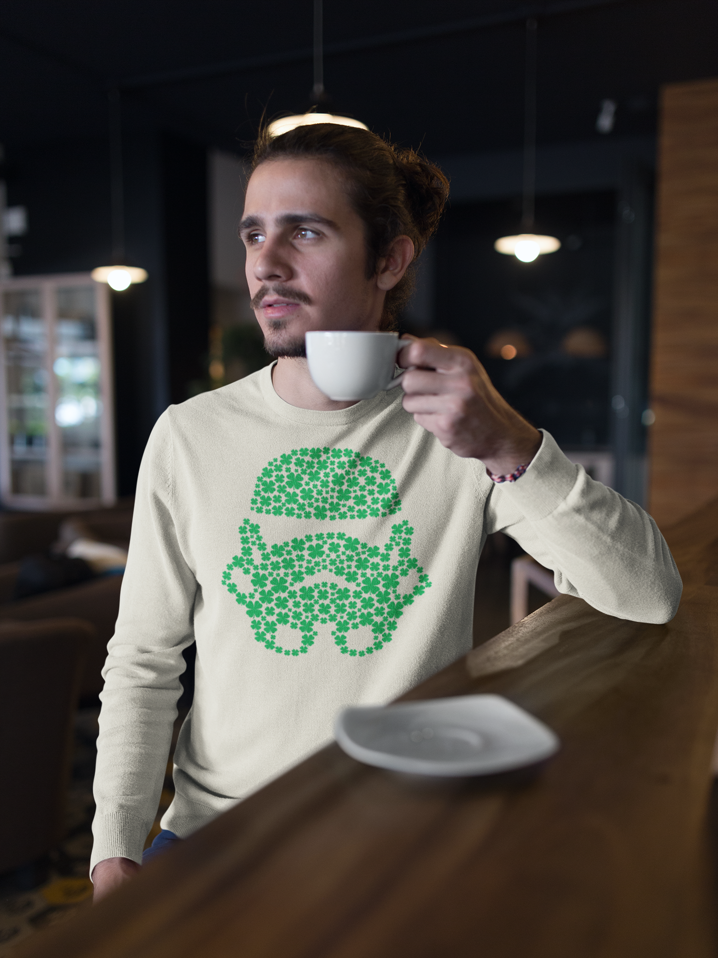 Galactic Love Defender Sweatshirt - Stormtrooper Clover Edition for St. Patrick's Day, St Pattys Day Sweatshirt, Four Leaf Clover Sweater