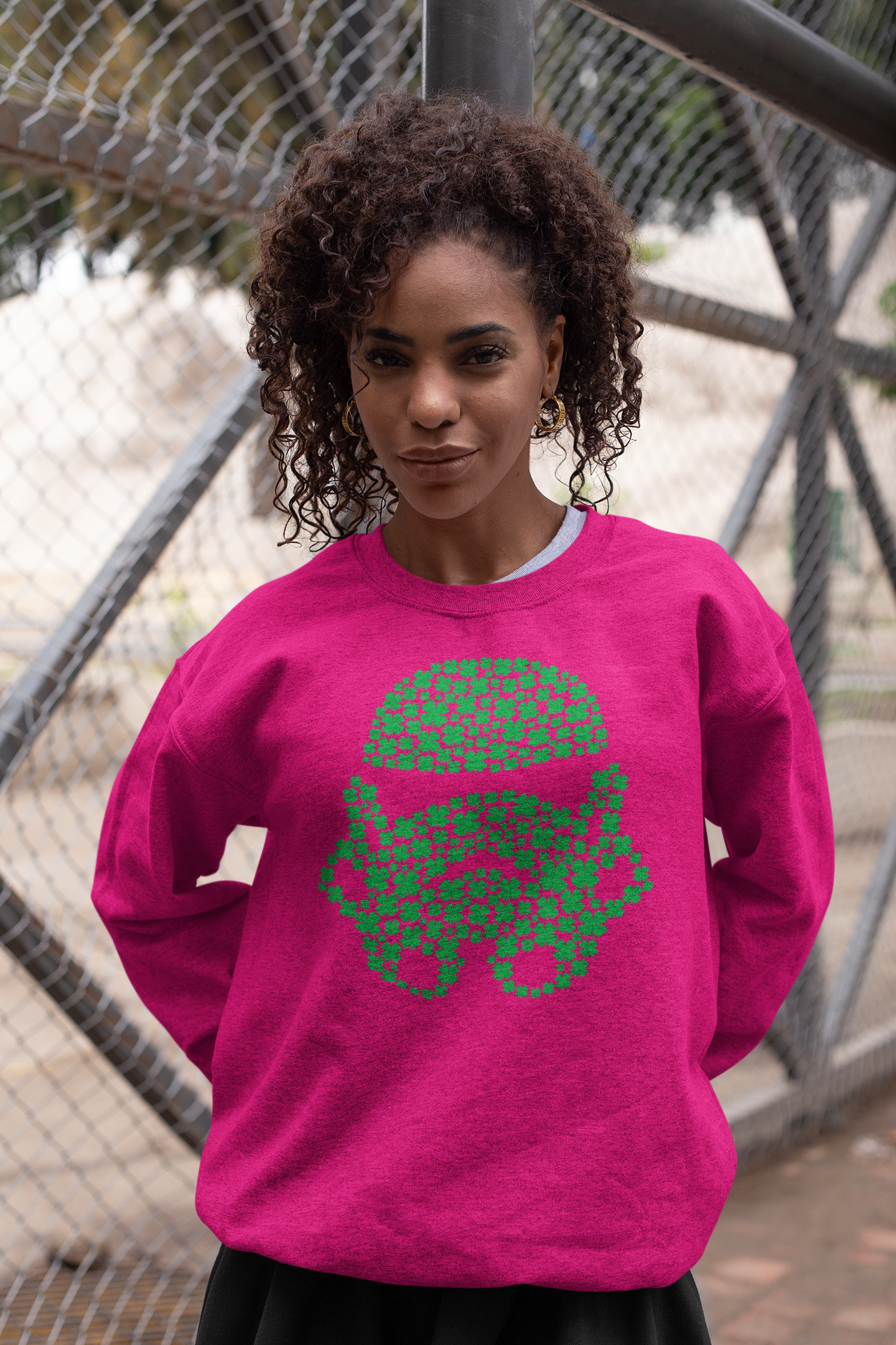 Galactic Love Defender Sweatshirt - Stormtrooper Clover Edition for St. Patrick's Day, St Pattys Day Sweatshirt, Four Leaf Clover Sweater