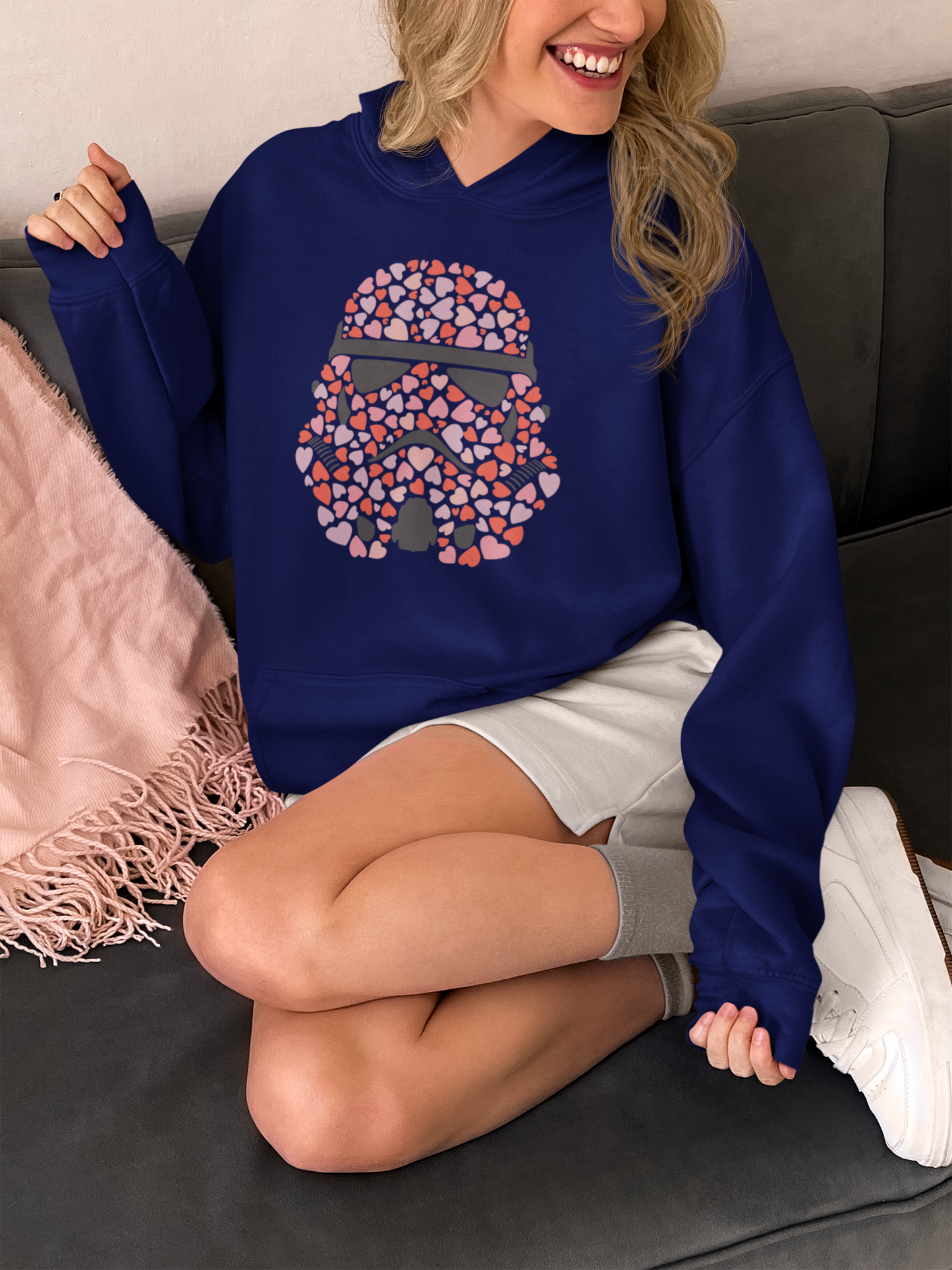 Valentine Hooded Sweater, Love Stormtrooper Hearts Sweatshirt, Force Sweatshirt, Stormtrooper Love Apparel, Valentines Day Sci-fi Sweatshirt