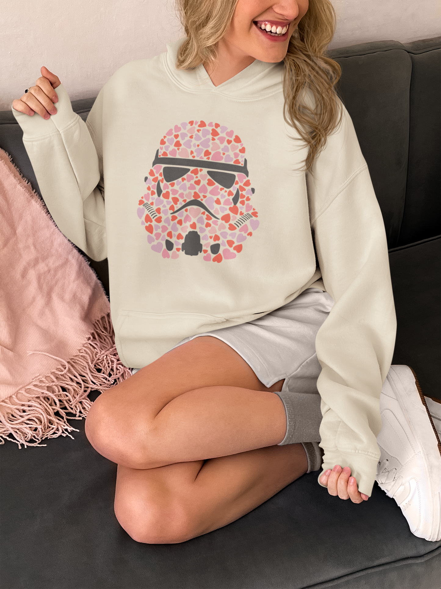 Valentine Hooded Sweater, Love Stormtrooper Hearts Sweatshirt, Force Sweatshirt, Stormtrooper Love Apparel, Valentines Day Sci-fi Sweatshirt