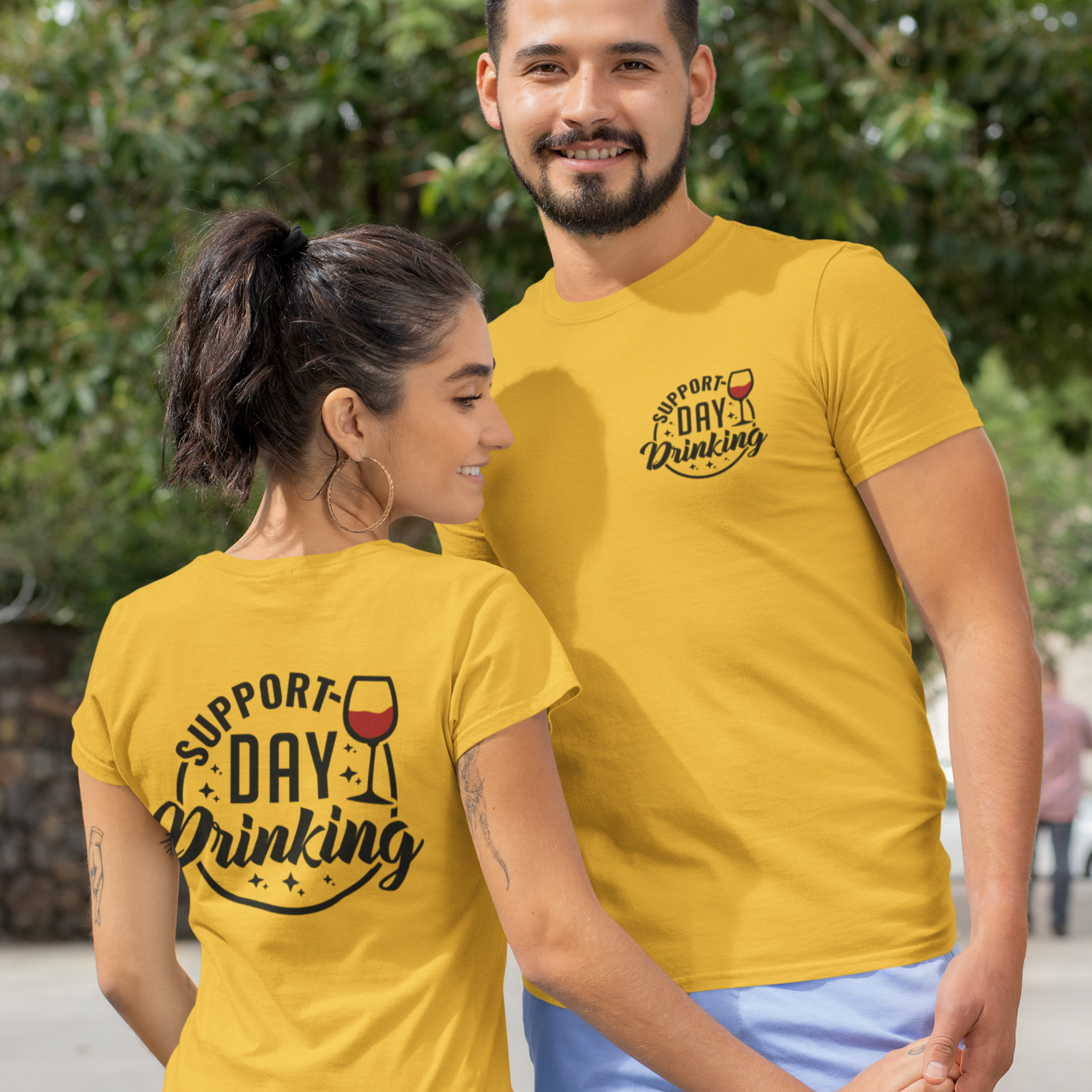 Add a touch of humor to your wardrobe with this Support Day Drinking t-shirt! Perfect for casual outings or lounging at home, this comfy shirt is made from soft, breathable fabric. The fun and playful design will surely turn heads and spark conversations. Whether you're a day drinking enthusiast or just appreciate a good joke, this t-shirt is a must-have addition to your collection. Embrace your laid-back style with this hilarious tee!