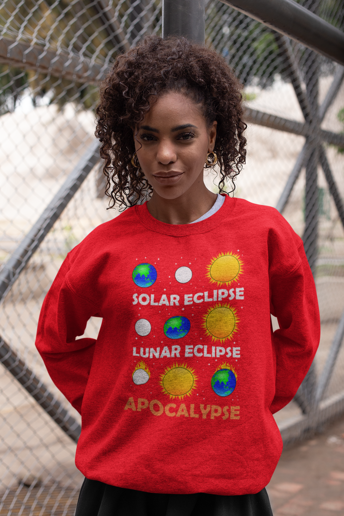 Eclipse Apocalypse 2024 Sweatshirt - A Cosmic Comedy Unleashed, Total Solar Eclipse 2024 Shirt, America Totality, Moon Astronomy