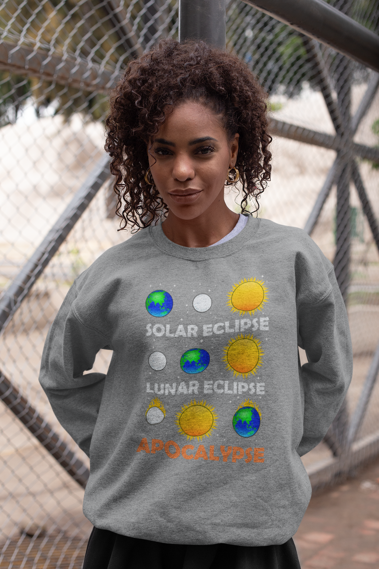 Eclipse Apocalypse 2024 Sweatshirt - A Cosmic Comedy Unleashed, Total Solar Eclipse 2024 Shirt, America Totality, Moon Astronomy