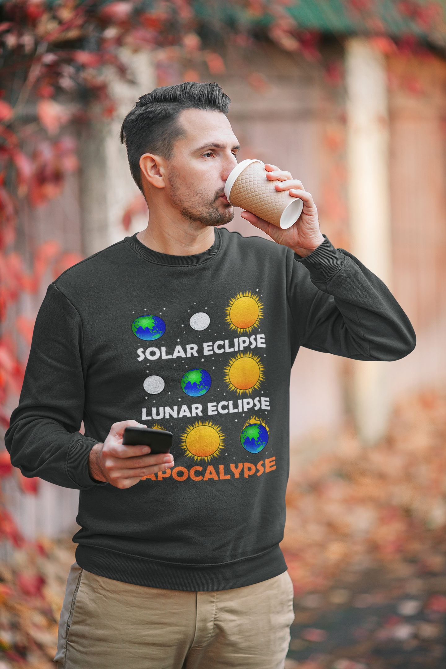 Eclipse Apocalypse 2024 Sweatshirt - A Cosmic Comedy Unleashed, Total Solar Eclipse 2024 Shirt, America Totality, Moon Astronomy