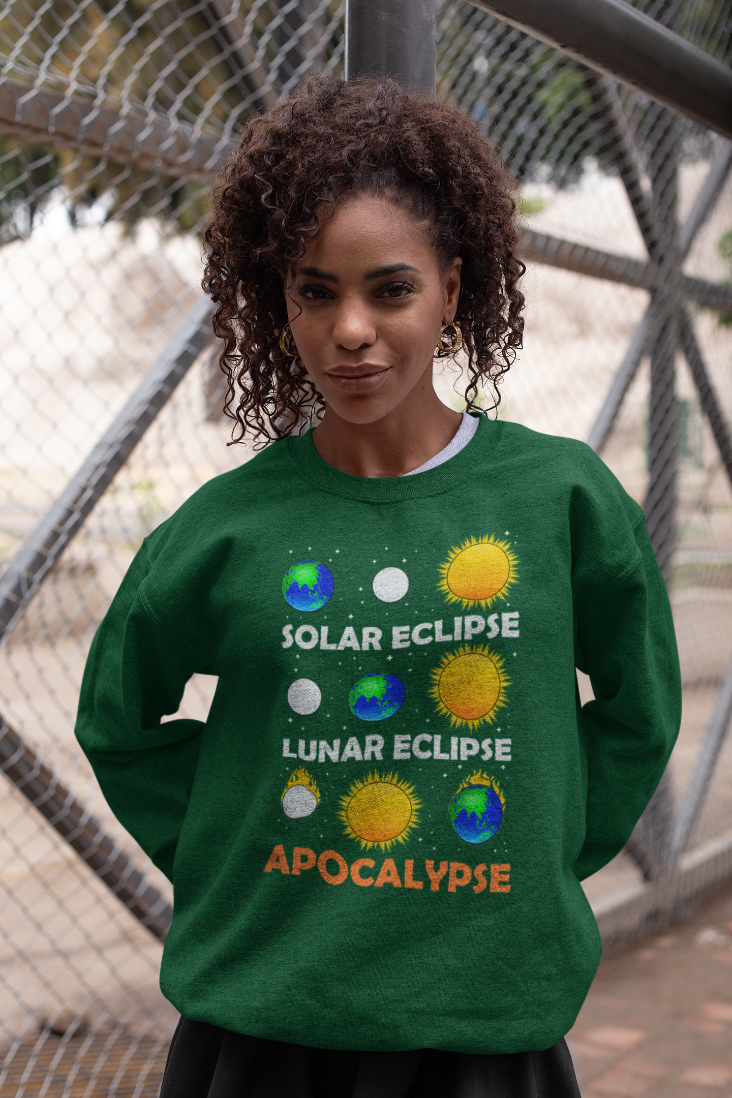 Eclipse Apocalypse 2024 Sweatshirt - A Cosmic Comedy Unleashed, Total Solar Eclipse 2024 Shirt, America Totality, Moon Astronomy