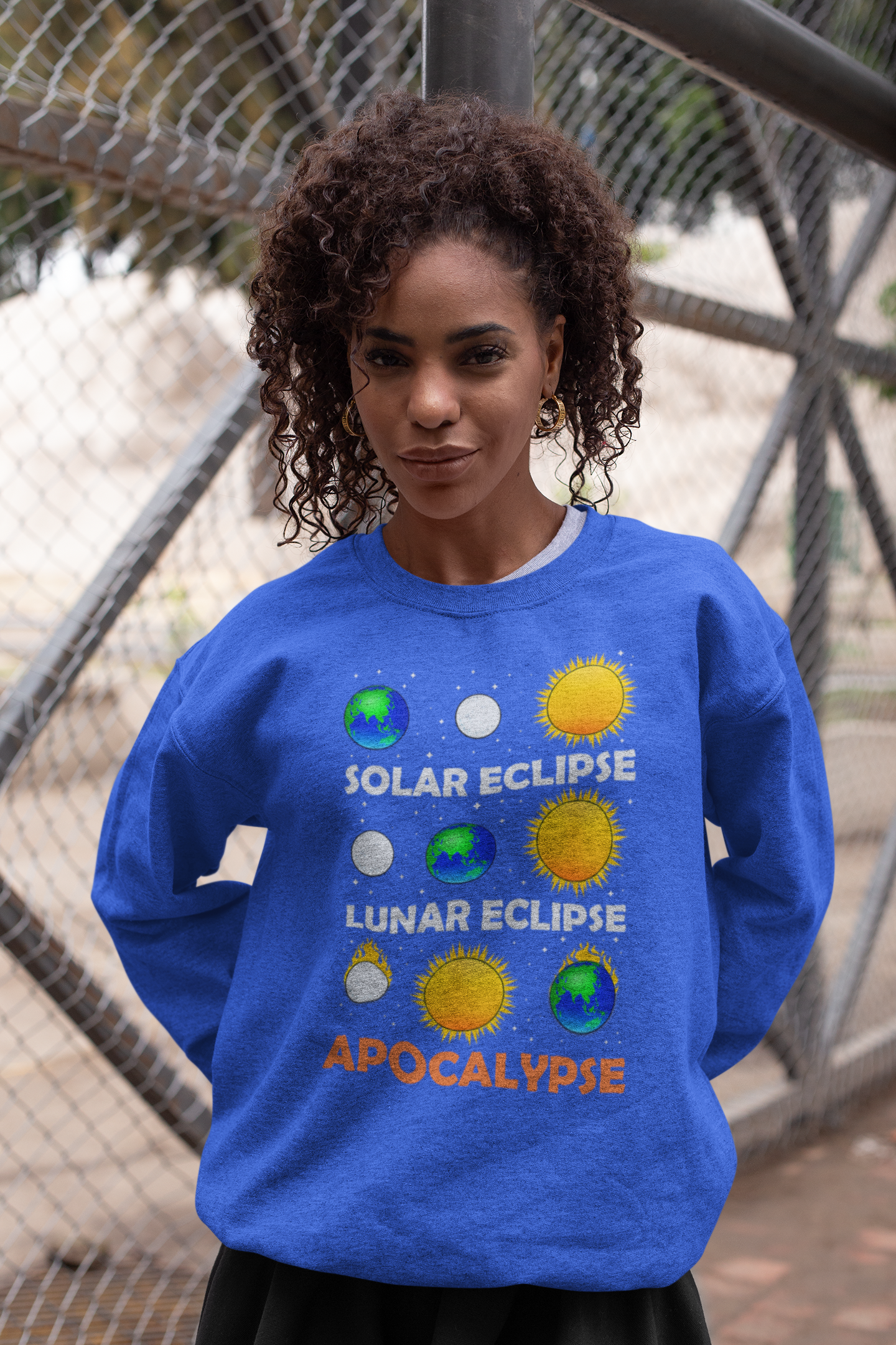 Eclipse Apocalypse 2024 Sweatshirt - A Cosmic Comedy Unleashed, Total Solar Eclipse 2024 Shirt, America Totality, Moon Astronomy