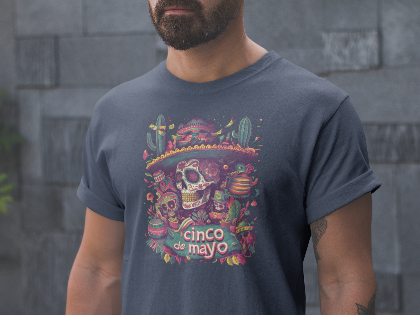 Unique Day of the Dead Apparel for Your Cinco de Mayo Festivities, Colorful Cinco de Mayo Shirt Featuring Day of the Dead Design