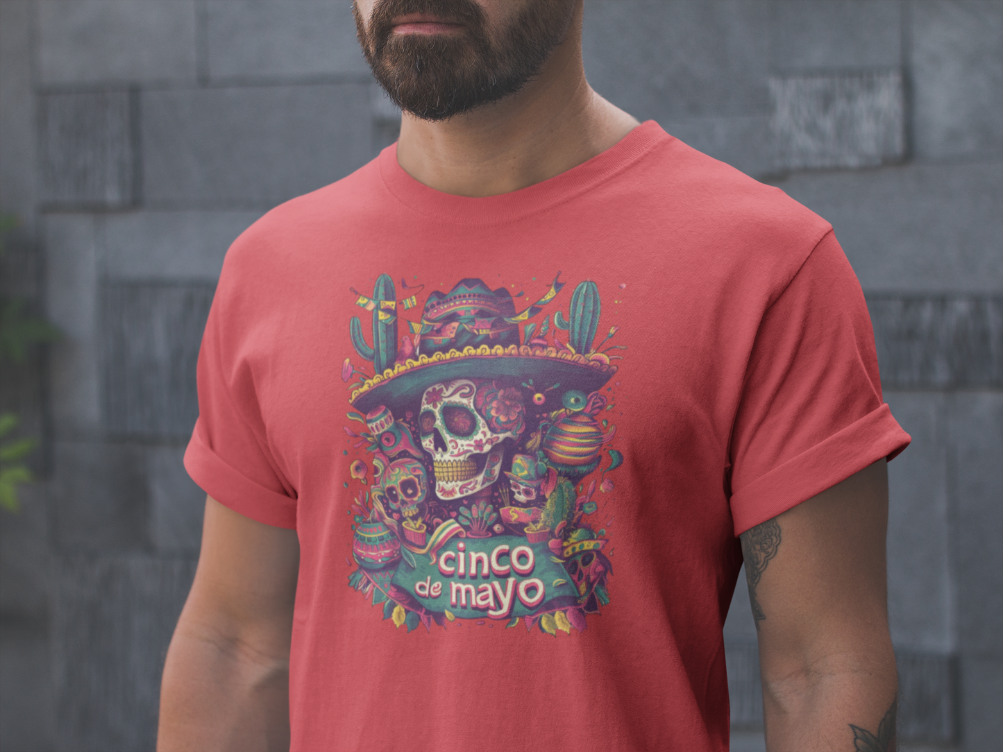 Unique Day of the Dead Apparel for Your Cinco de Mayo Festivities, Colorful Cinco de Mayo Shirt Featuring Day of the Dead Design