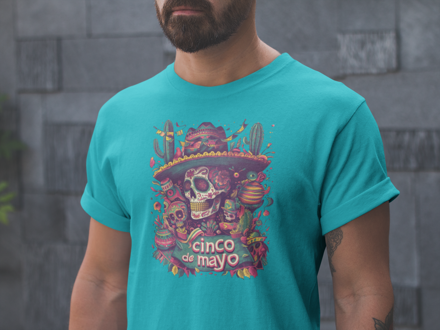 Unique Day of the Dead Apparel for Your Cinco de Mayo Festivities, Colorful Cinco de Mayo Shirt Featuring Day of the Dead Design