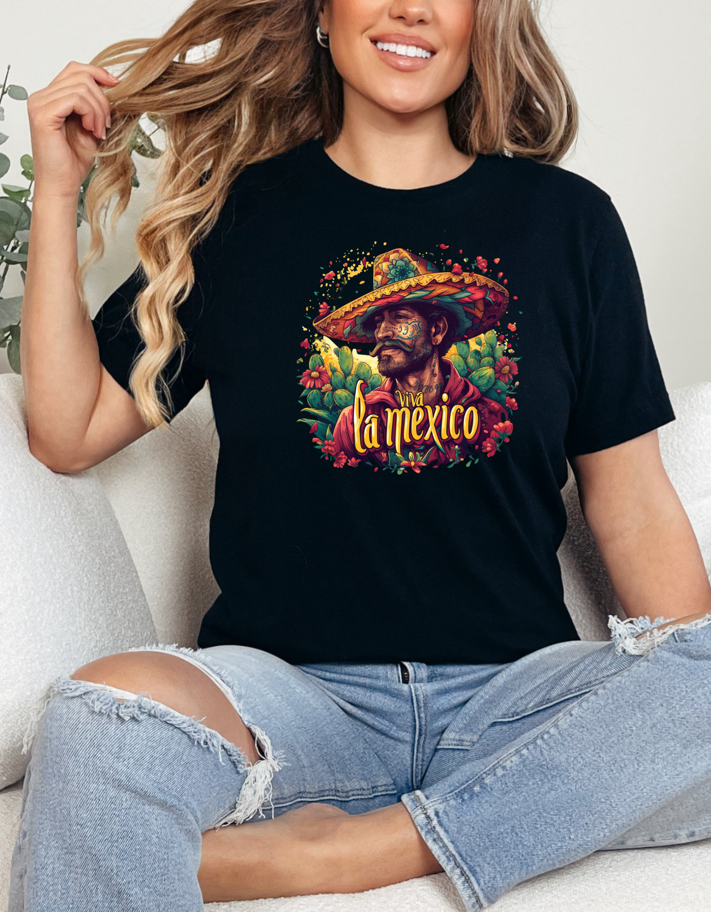 Viva La Mexico Tshirt: Mexican Cowboy Sombrero Graphic Tee, Fiesta Ready Tshirt, Mexican Cowboy in Sombrero Print