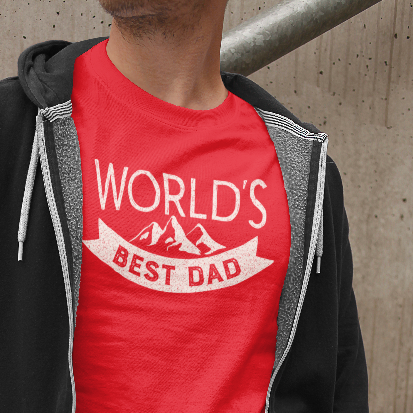 Graphic Unisex T Shirt that reads World&#39;s Best Dad and Canvas tee in the color red