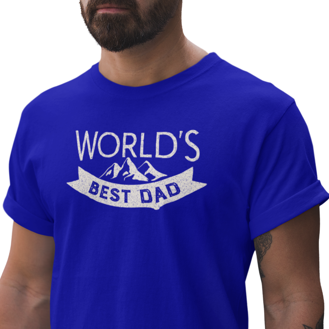 Graphic Unisex T Shirt that reads World&#39;s Best Dad and Canvas tee in the color royal blue