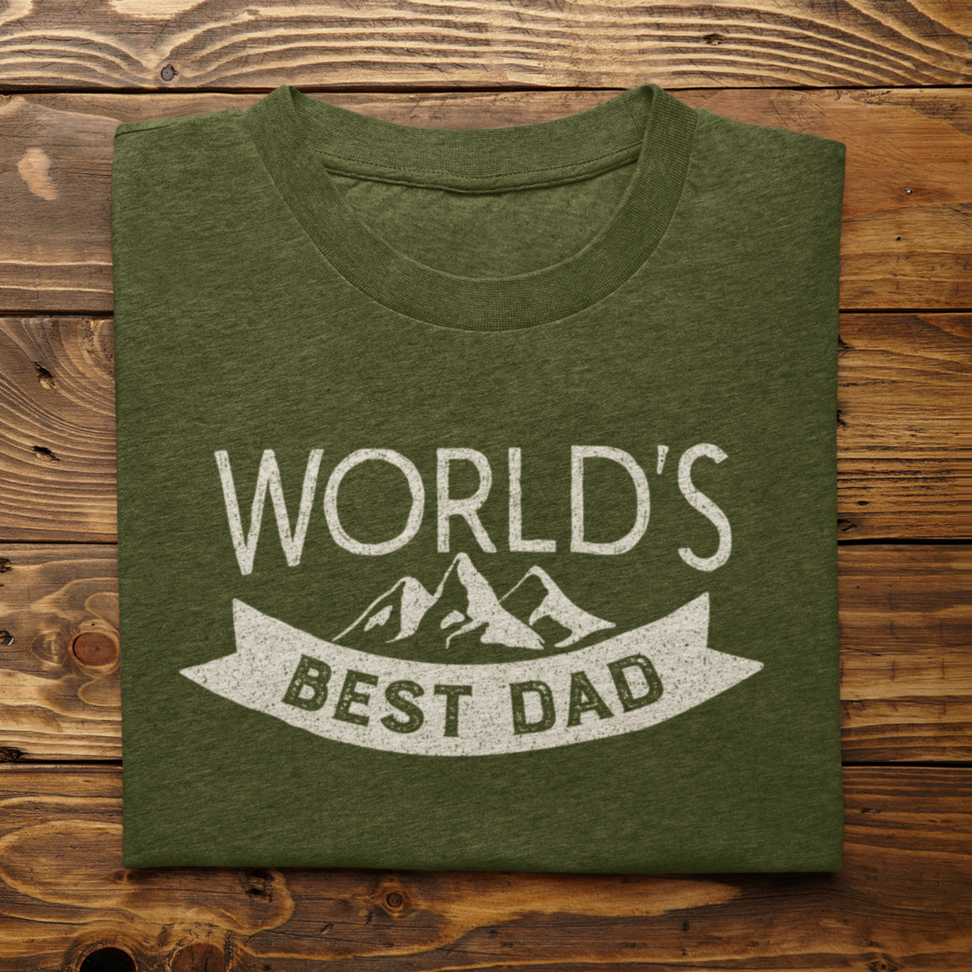 Graphic Unisex T Shirt that reads World&#39;s Best Dad and Canvas tee in the color military green