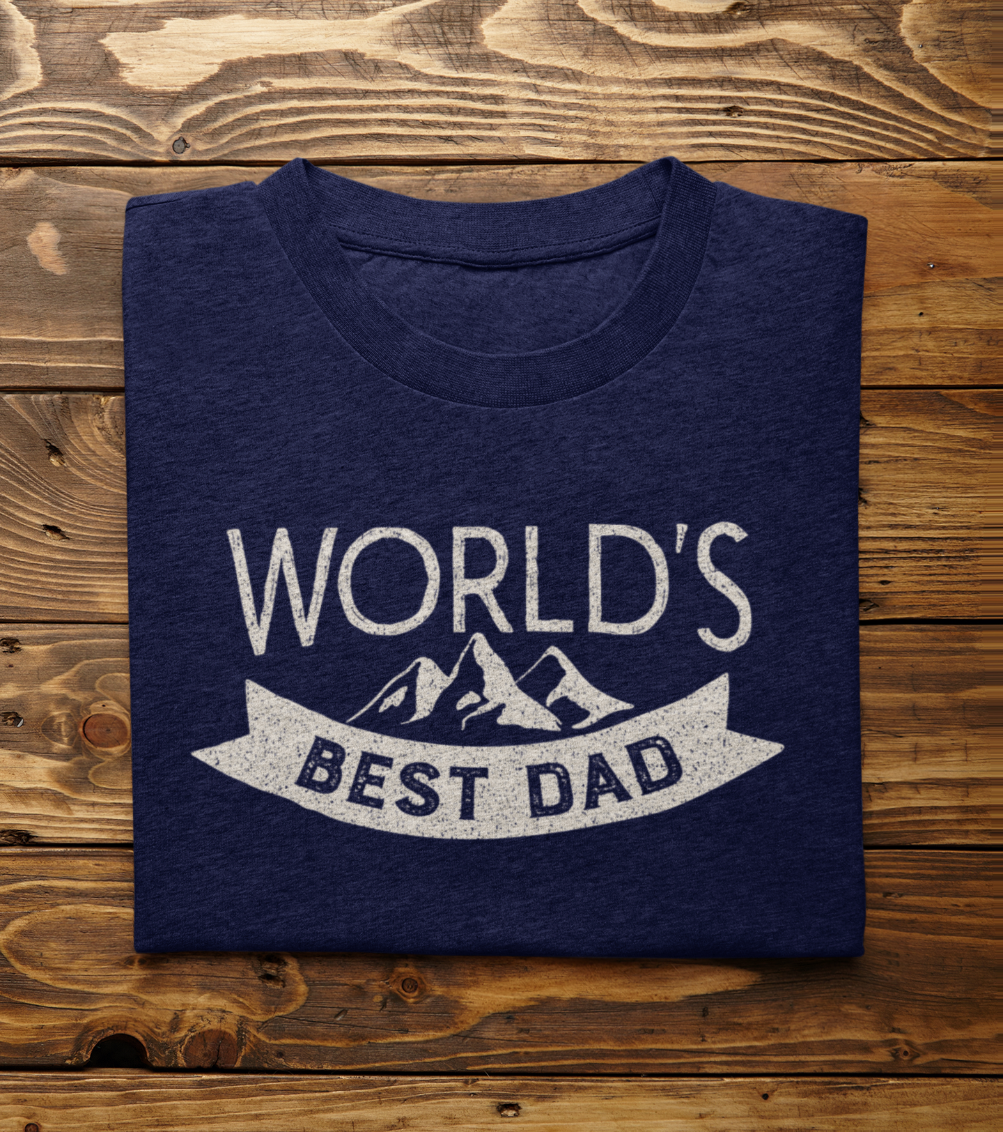 Graphic Unisex T Shirt that reads World&#39;s Best Dad and Canvas tee in the color Navy Blue